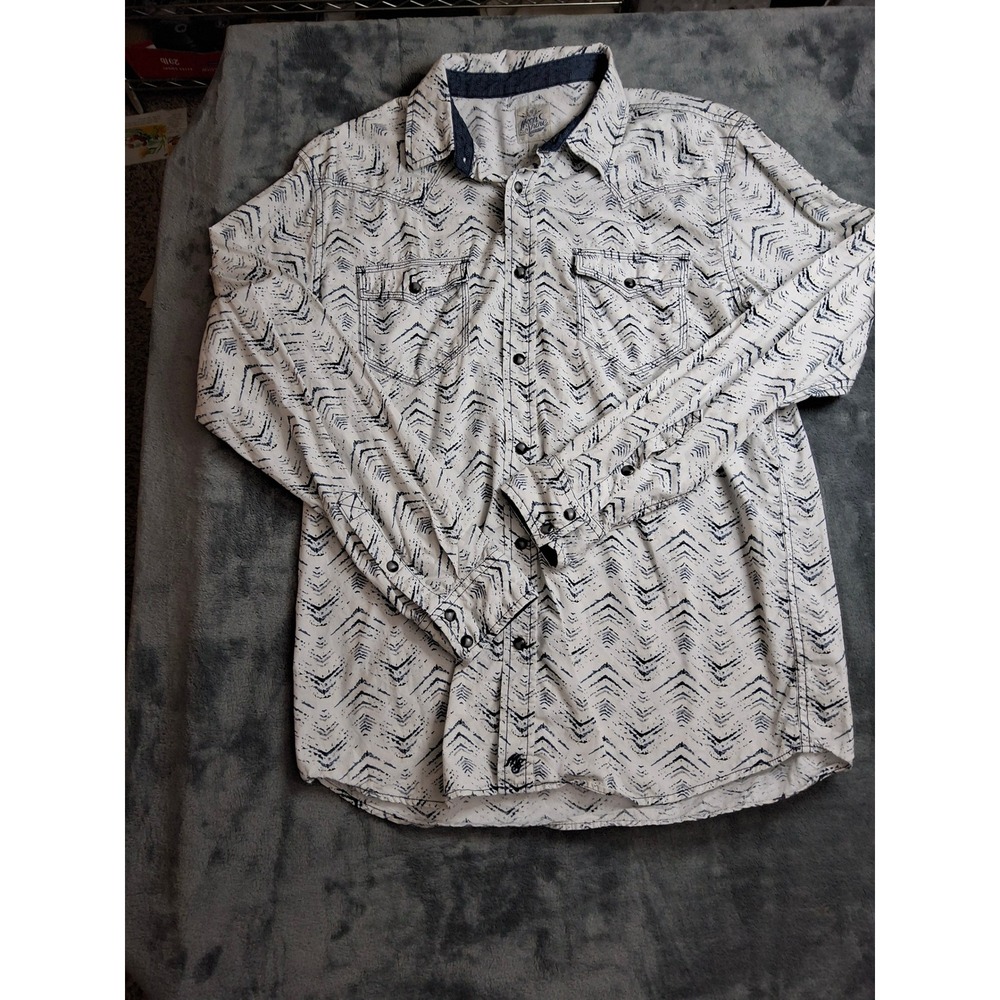 Moonshine Spirit Brad Paisley Mens Medium Western Snap Front Shirt Cream Navy